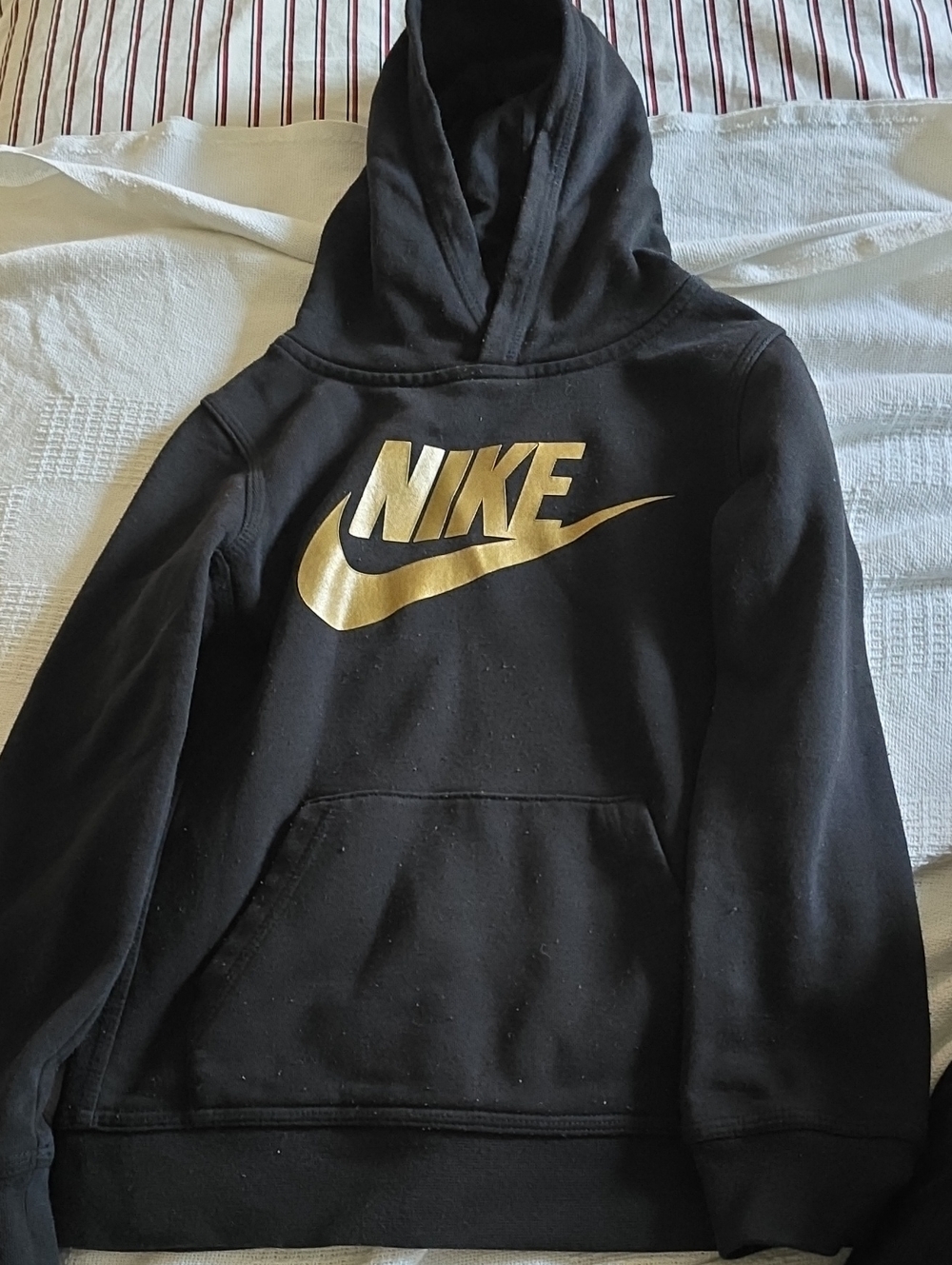 Nike Kids Black Hoodie with Gold Swoosh Logo